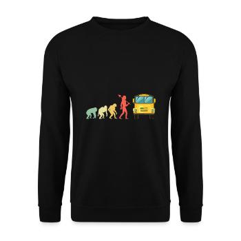 Evolution Bus Schule Bus Fahrer Fahren Busman - Unisex Pullover - Schwarz - Vorne - Alina (178cm) & Michal (187cm)