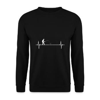 Angler heartbeat gift for fisherman Cooles Ange - Unisex Sweatshirt - black - Front - Alina (178cm) & Michal (187cm)