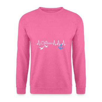 Baltique coeur rythme Ancre mouette côte vacances plage M - Sweat-shirt Unisexe - rose - Devant