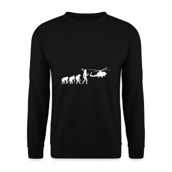 Evolution Hubschrauber Flieger Pilot Chopper Hubschrauber - Unisex Pullover - Schwarz - Vorne - Alina (178cm) & Michal (187cm)