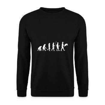 Hobby Horsing Evolution Steckenpferde Reiten Trend - Unisex Pullover - Schwarz - Vorne - Alina (178cm) & Michal (187cm)