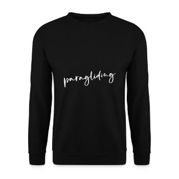 Retro Graphic Paragliding Paraglider Parachute Sky - Unisex Pullover - Schwarz - Vorne - Alina (178cm) & Michal (187cm)