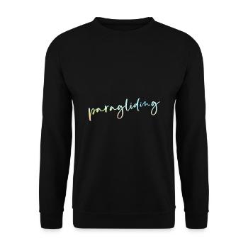 Retro Graphic Paragliding Paraglider Parachute Sky - Unisex Pullover - Schwarz - Vorne - Alina (178cm) & Michal (187cm)