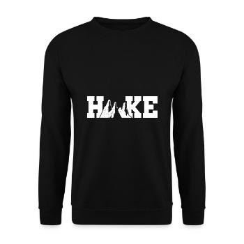 Retro Graphic Hiking Hiker Mountaineering Trekking - Unisex Pullover - Schwarz - Vorne - Alina (178cm) & Michal (187cm)