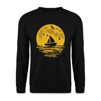 Segelschiff Segeln Segelboot Segel Mond Geschenk - Unisex Pullover - Schwarz - Vorne - Alina (178cm) & Michal (187cm)