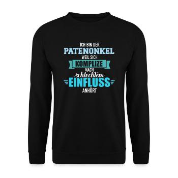 Patenonkel - Unisex Pullover - Schwarz - Vorne - Alina (178cm) & Michal (187cm)