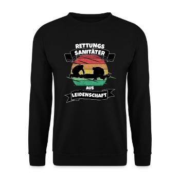 Rettungssanitäter aus Leidenschaft - Unisex Pullover - Schwarz - Vorne - Alina (178cm) & Michal (187cm)