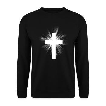 Jesus Strahlen Kreuz Design für christliche - Unisex Pullover - Schwarz - Vorne - Alina (178cm) & Michal (187cm)