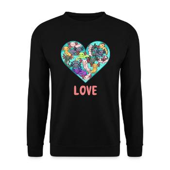 Love All Kinds Axolotl Design for Axolotl Fans - Unisex Sweatshirt - black - Front - Alina (178cm) & Michal (187cm)
