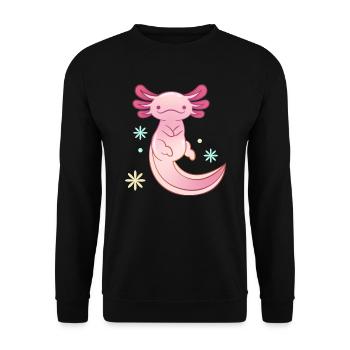 Schwimmendes Axolotl-Design für Axolotl-Liebhaber - Unisex Pullover - Schwarz - Vorne - Alina (178cm) & Michal (187cm)