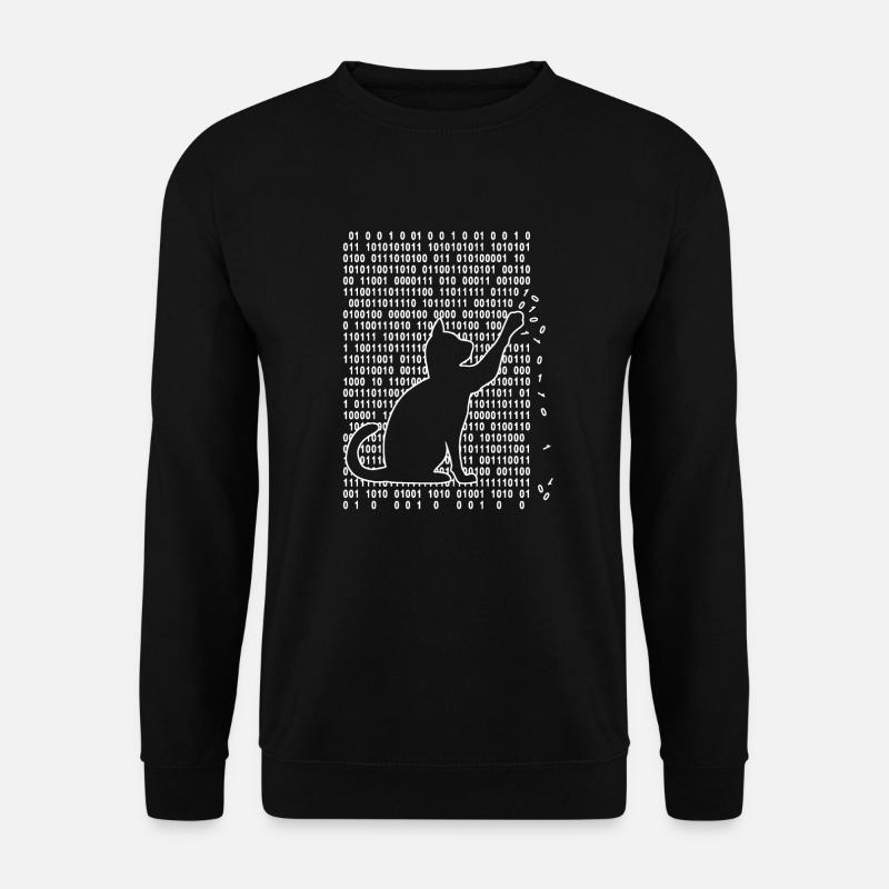 Katze im System Katze spielt mit Binärcode - Unisex Pullover - Schwarz