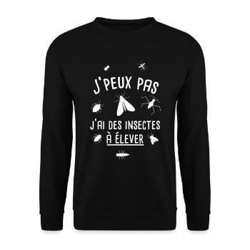 J'peux pas j'ai des insectes à élever - Sweat-shirt Unisexe - noir - Devant - Alina (178cm) & Michal (187cm)