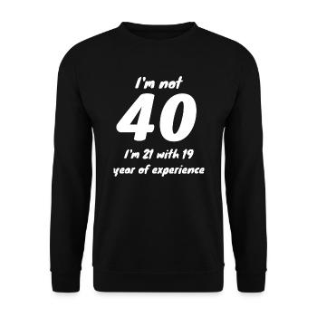 40. Geburtstag - Unisex Pullover - Schwarz - Vorne - Alina (178cm) & Michal (187cm)