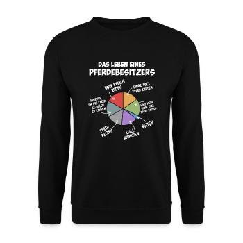 Das Leben eines Pferdebesitzers - Unisex Pullover - Schwarz - Vorne - Alina (178cm) & Michal (187cm)