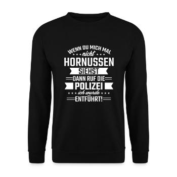 Hornussen Spruch - Unisex Pullover - Schwarz - Vorne - Alina (178cm) & Michal (187cm)