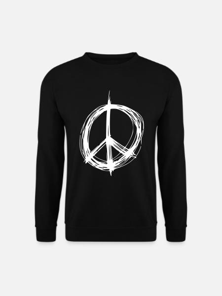 Peace Zeichen Zeichnung Frieden Skizze weiß - Unisex Pullover - Schwarz