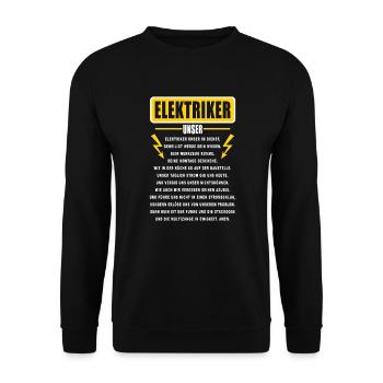 Elektriker unser - Unisex Pullover - Schwarz - Vorne - Alina (178cm) & Michal (187cm)