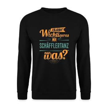 Es gibt wichtigeres als Schäfflertanz - retro - Unisex Pullover - Schwarz - Vorne - Alina (178cm) & Michal (187cm)
