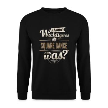 Es gibt wichtigeres als Square Dance - sepia - Unisex Pullover - Schwarz - Vorne - Alina (178cm) & Michal (187cm)
