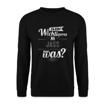 Es gibt wichtigeres als Jass - RAHMENLOS schwarz - Unisex Pullover - Schwarz - Vorne - Alina (178cm) & Michal (187cm)