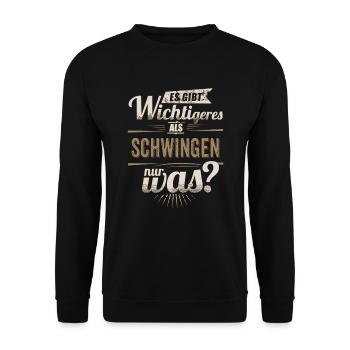 Sportler Motiv - Schwingen - es gibt wichtigeres - - Unisex Pullover - Schwarz - Vorne - Alina (178cm) & Michal (187cm)