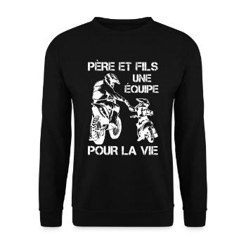 Père Et Fils Une Équipe Pour La Vie - Sweat-shirt Unisexe - noir - Devant - Alina (178cm) & Michal (187cm)