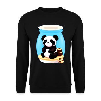 Mignon petit panda avec des biscuits - Sweat-shirt Unisexe - noir - Devant - Alina (178cm) & Michal (187cm)