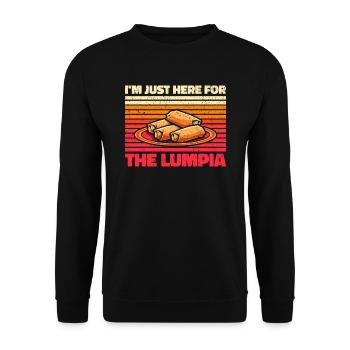 I'm Just Here For The Lumpia - Lustiges Lumpia - Unisex Sweatshirt - black - Front - Alina (178cm) & Michal (187cm)