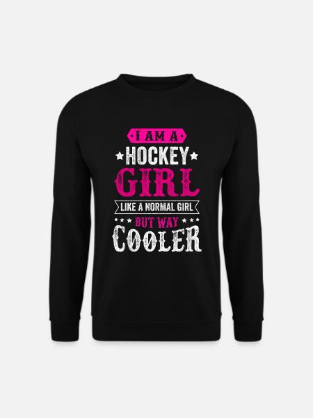 Hockey Girl Eishockey Mädchen Frau Kind Geschenk - Unisex Pullover - Schwarz