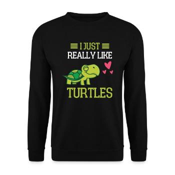 Meerestier Ozeantier Geschenk Lustiges Schildkröte - Unisex Pullover - Schwarz - Vorne - Alina (178cm) & Michal (187cm)
