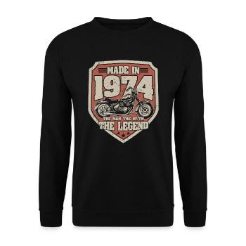 1974 Vintage homme mythe légende moto - Sweat-shirt Unisexe - noir - Devant - Alina (178cm) & Michal (187cm)