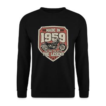 1959 Vintage homme mythe légende moto - Sweat-shirt Unisexe - noir - Devant - Alina (178cm) & Michal (187cm)