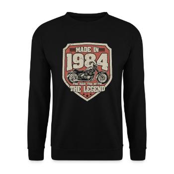 1984 Vintage Man Myth Legend Motorcycle - Unisex Sweatshirt - black - Front - Alina (178cm) & Michal (187cm)
