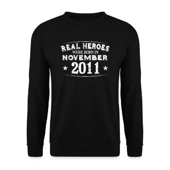 Real Heroes were born in November 2011 Birthday - Unisex Sweatshirt - black - Front - Alina (178cm) & Michal (187cm)