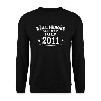 Real Heroes were born in July 2011 Birthday - Unisex Sweatshirt - black - Front - Alina (178cm) & Michal (187cm)