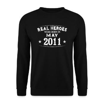 Real Heroes were born in May 2011 Birthday - Unisex Sweatshirt - black - Front - Alina (178cm) & Michal (187cm)