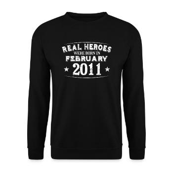 Real Heroes were born in February 2011 Birthday - Unisex Sweatshirt - black - Front - Alina (178cm) & Michal (187cm)