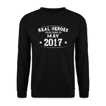 Real Heroes were born in May 2017 Birthday - Unisex Sweatshirt - black - Front - Alina (178cm) & Michal (187cm)