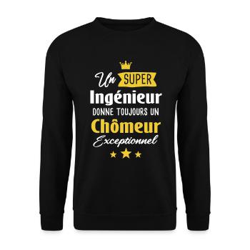 Chômeur ingénieur cadeau drôle chômage - Sweat-shirt Unisexe - noir - Devant - Alina (178cm) & Michal (187cm)