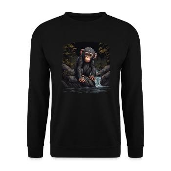 Chimpanzee Monkey - Unisex Sweatshirt - black - Front - Alina (178cm) & Michal (187cm)