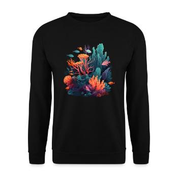 Fish Corals Sea Ocean Marine Life Animals - Unisex Sweatshirt - black - Front - Alina (178cm) & Michal (187cm)