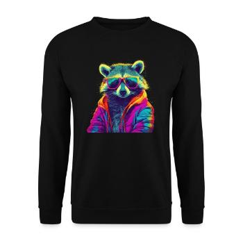 Raccoon Raccoon Nature Raccoons - Unisex Sweatshirt - black - Front - Alina (178cm) & Michal (187cm)