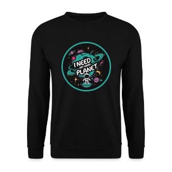 J’ai besoin de ma propre planète - Sweat-shirt Unisexe - noir - Devant - Alina (178cm) & Michal (187cm)
