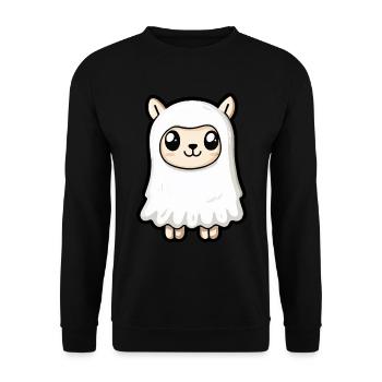 Alpaka Llama Halloween Comic Geist - Unisex Pullover - Schwarz - Vorne - Alina (178cm) & Michal (187cm)