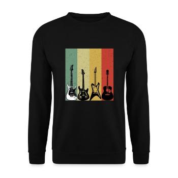 Vintage Gitarre T-Shirt Geschenk - Unisex Pullover - Schwarz - Vorne - Alina (178cm) & Michal (187cm)