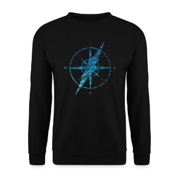 Segler Kompass Kritzelei Farben Schiffskompass - Unisex Pullover - Schwarz - Vorne - Alina (178cm) & Michal (187cm)