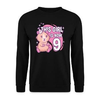 9ème anniversaire Cochon d’Inde Fille de 9 ans - Sweat-shirt Unisexe - noir - Devant - Alina (178cm) & Michal (187cm)