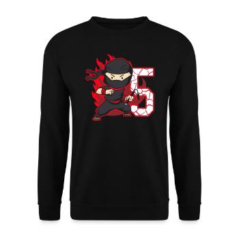 Ninja Fighter Birthday Boy 5 years old Ninjas - Unisex Sweatshirt - black - Front - Alina (178cm) & Michal (187cm)