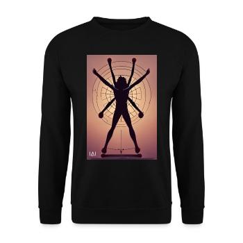 Der vitruvianische Mensch - Anime - Unisex Pullover - Schwarz - Vorne - Alina (178cm) & Michal (187cm)