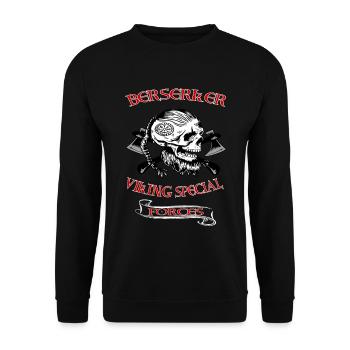 Wikinger Skull Totenkopf Axt Walhalla - Unisex Pullover - Schwarz - Vorne - Alina (178cm) & Michal (187cm)